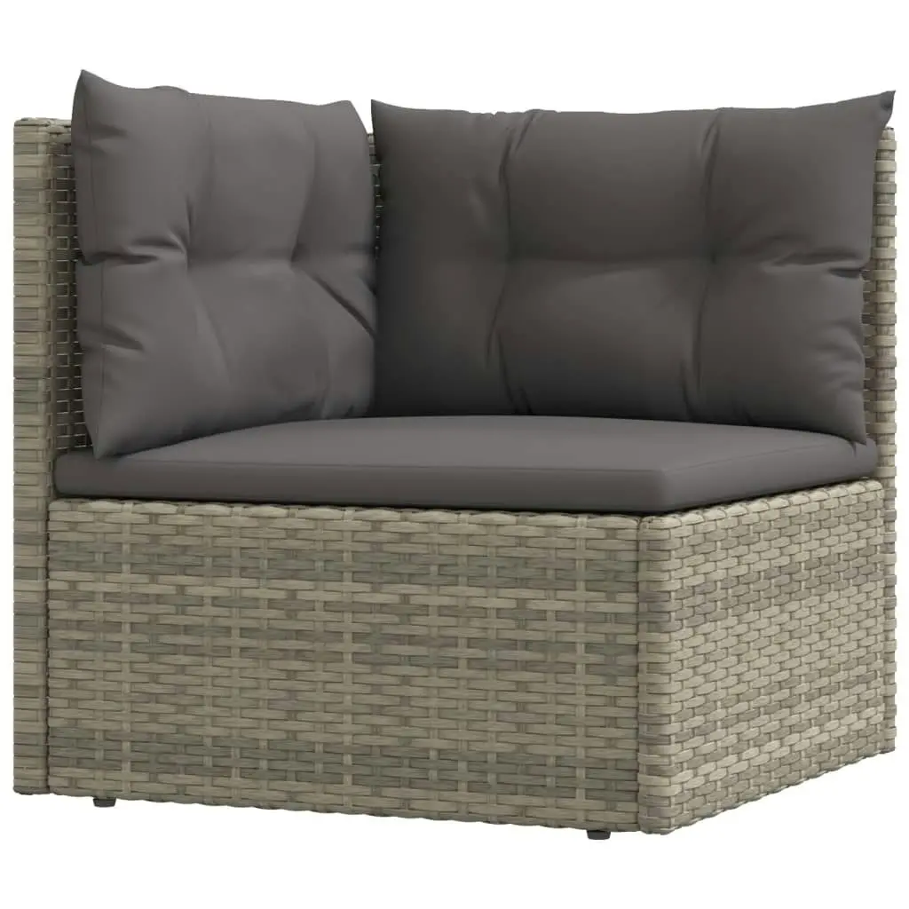 8 Piece Garden Lounge Set with Cushions Grey Poly Rattan 3187237