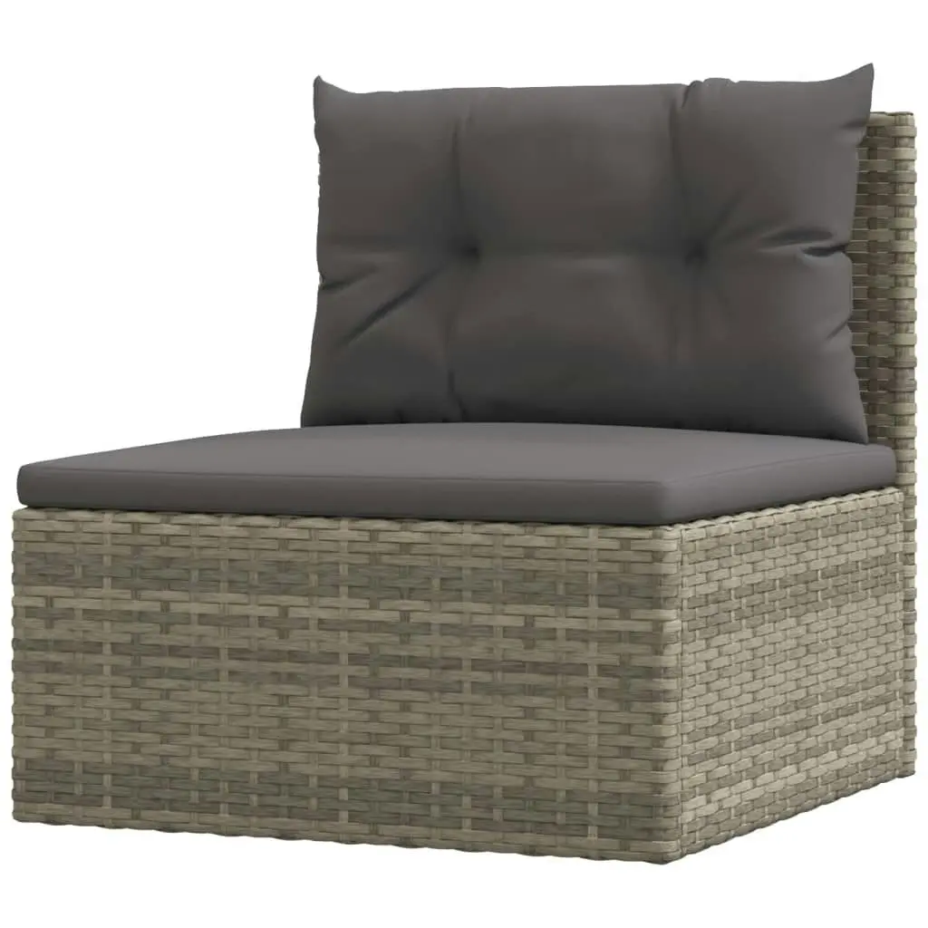 8 Piece Garden Lounge Set with Cushions Grey Poly Rattan 3187237