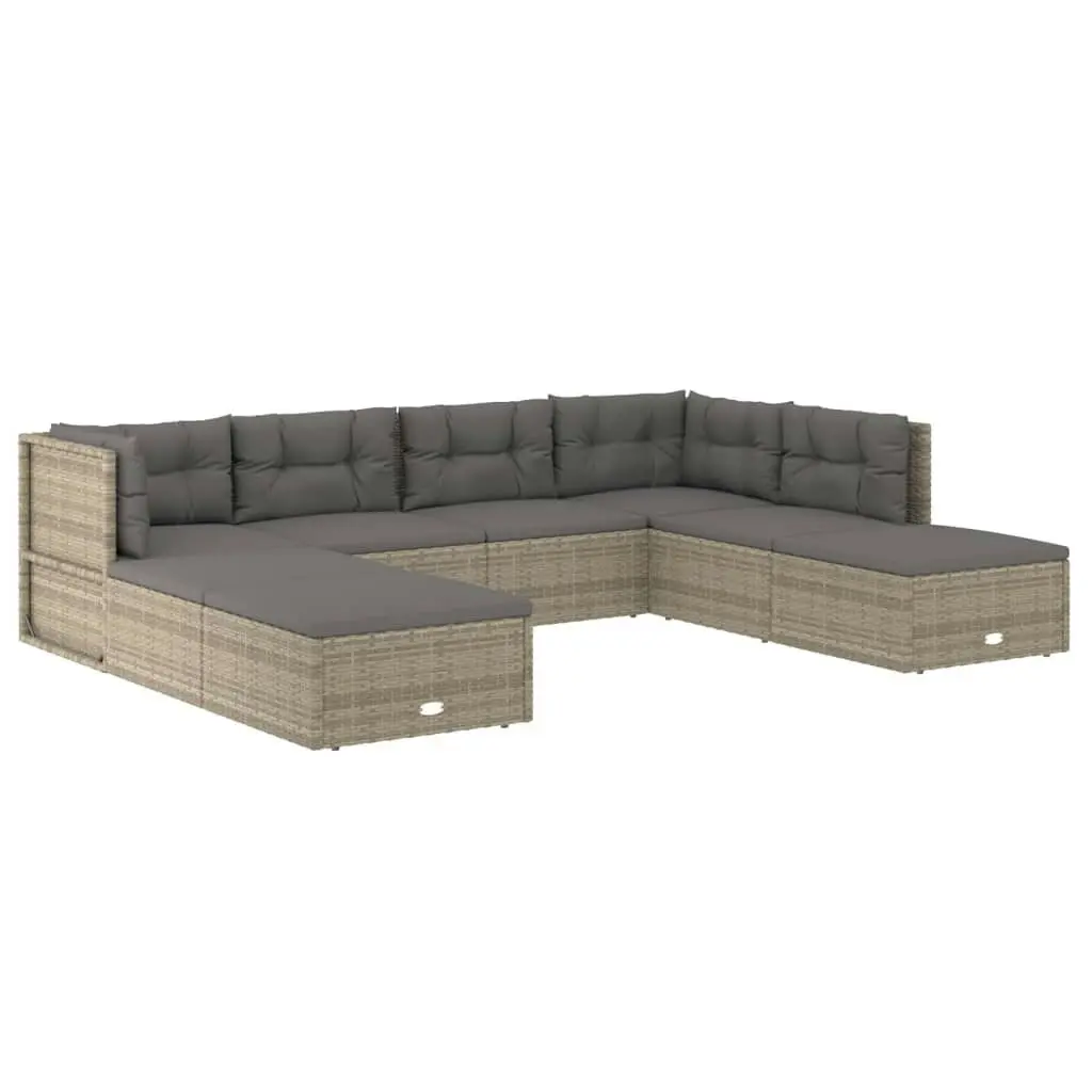 8 Piece Garden Lounge Set with Cushions Grey Poly Rattan 3187237