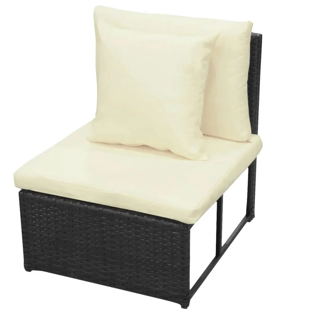 8 Piece Garden Lounge Set with Cushions Poly Rattan Black 42897