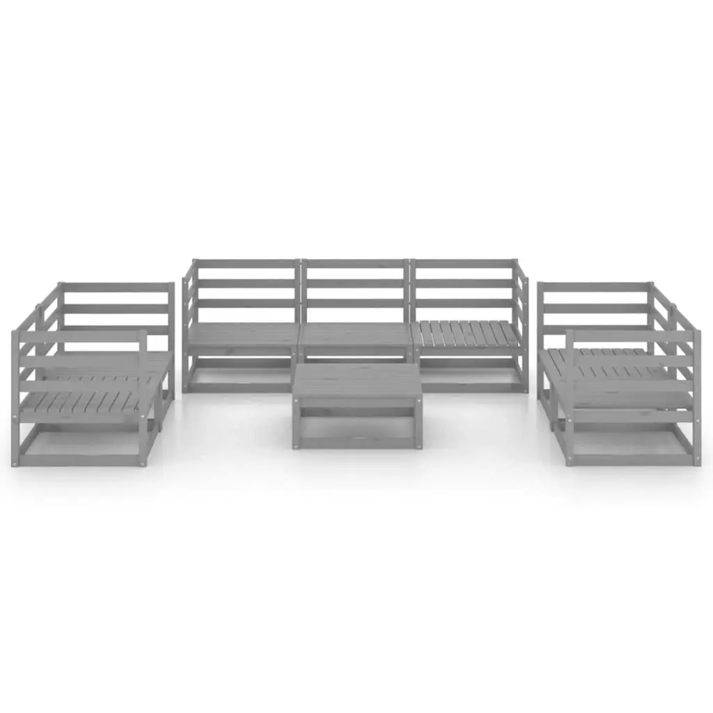 8 Piece Garden Lounge Set Grey Solid Pinewood 3075456