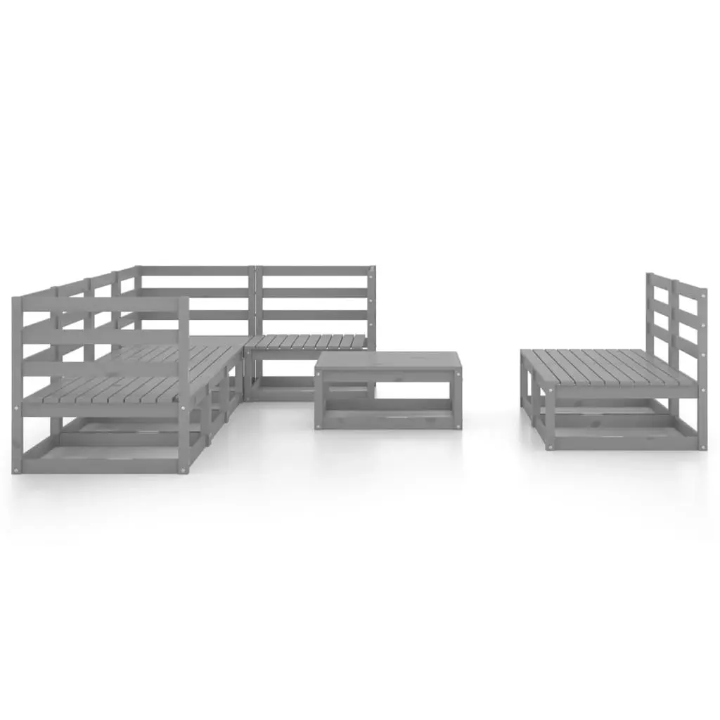 8 Piece Garden Lounge Set Grey Solid Pinewood 3075611