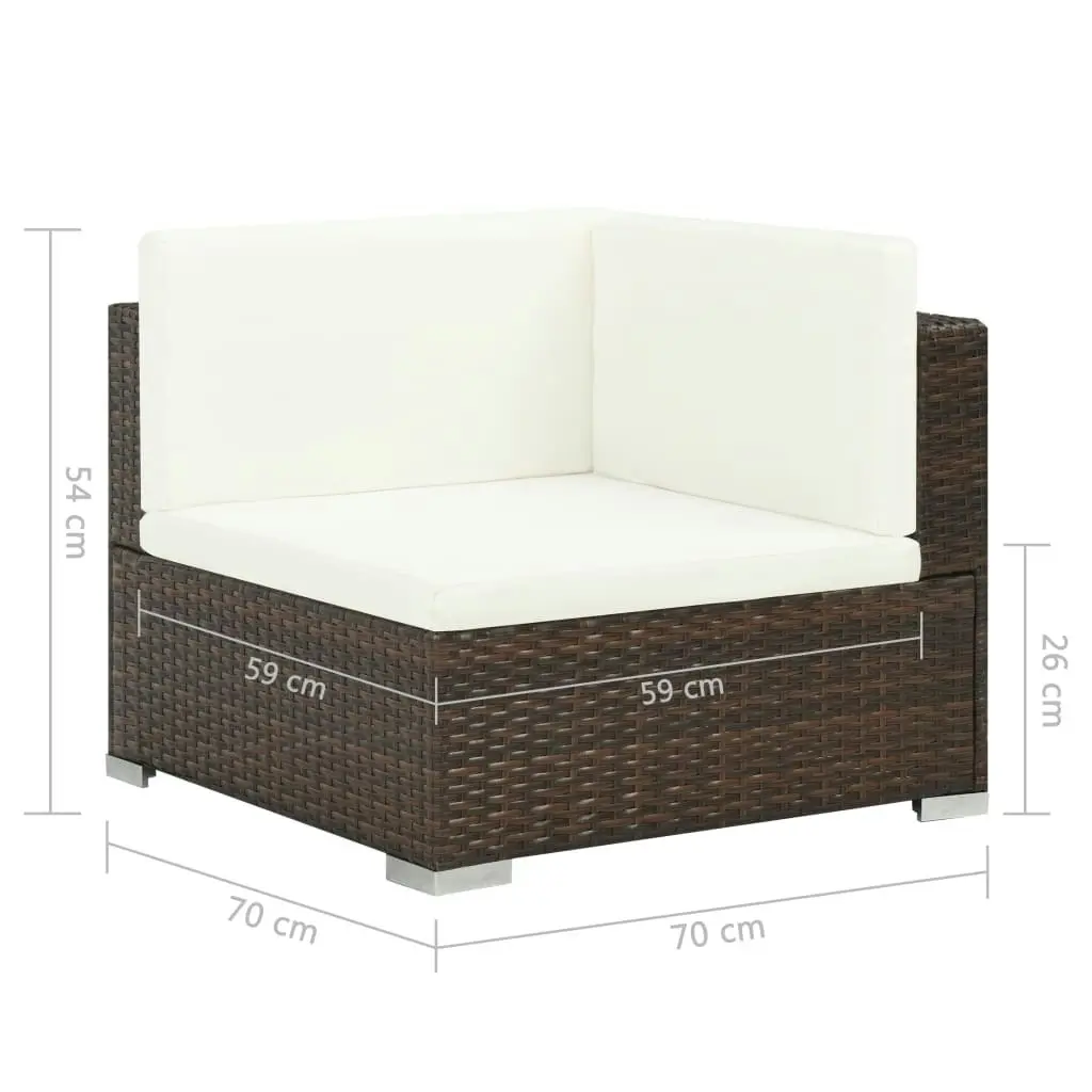 8 Piece Garden Lounge Set with Cushions Poly Rattan Brown 44609