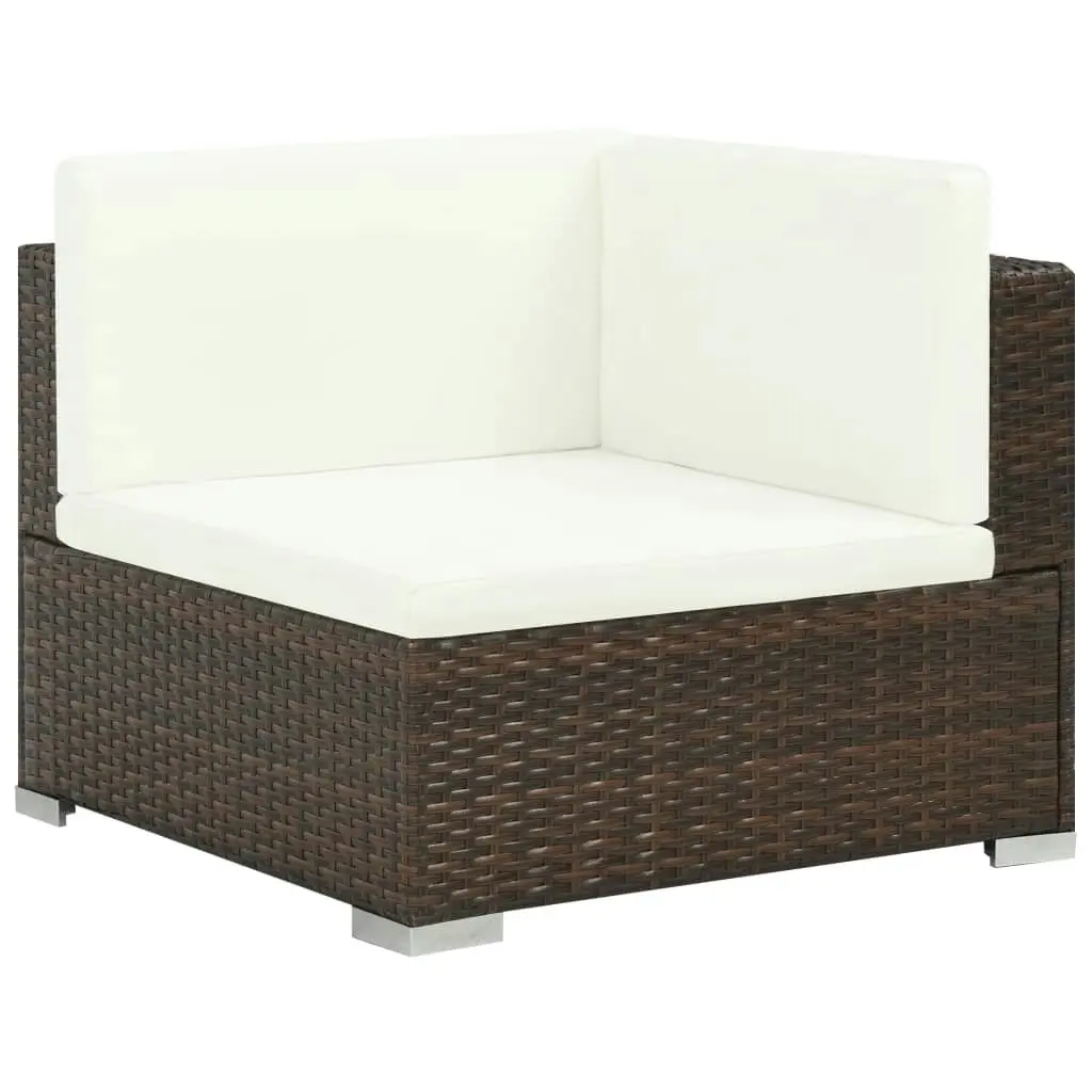 8 Piece Garden Lounge Set with Cushions Poly Rattan Brown 44609