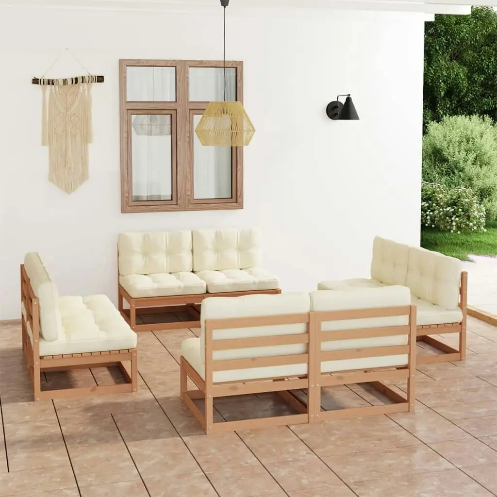 8 Piece Garden Lounge Set with Cushions Solid Pinewood 3076322