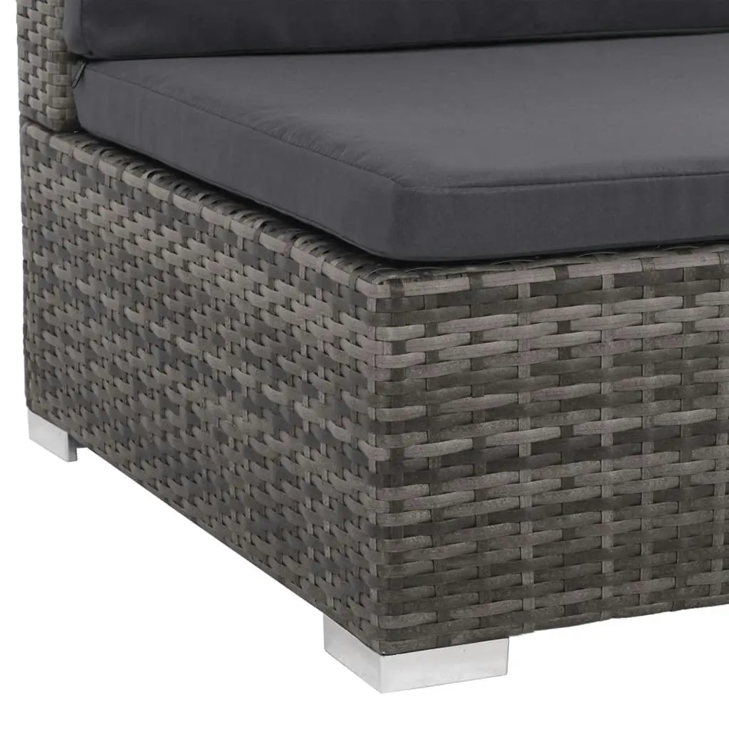 8 Piece Garden Lounge Set with Cushions Poly Rattan Grey 44424