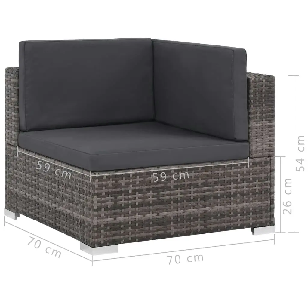 8 Piece Garden Lounge Set with Cushions Poly Rattan Grey 44424