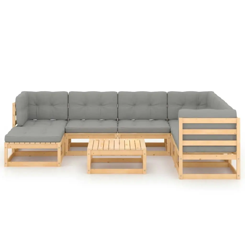 8 Piece Garden Lounge Set with Cushions Solid Pinewood 3076759