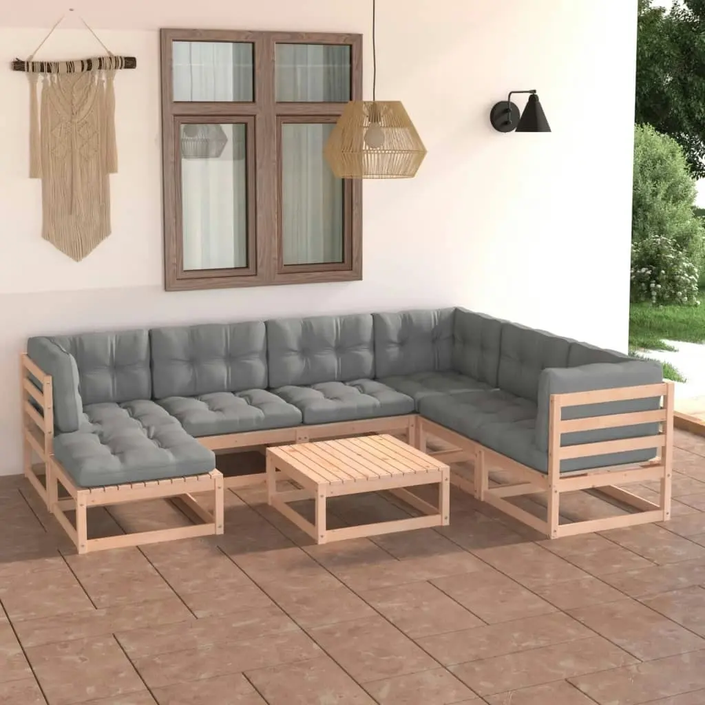 8 Piece Garden Lounge Set with Cushions Solid Pinewood 3076759