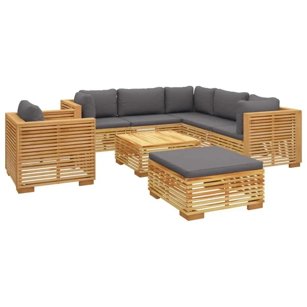 8 Piece Garden Lounge Set with Cushions Solid Teak Wood 3100878