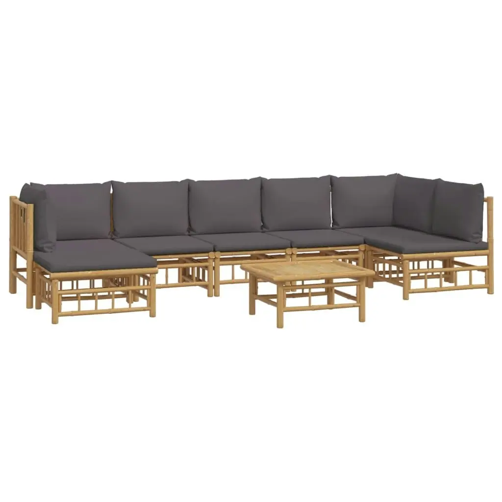 8 Piece Garden Lounge Set with Dark Grey Cushions  Bamboo 3155238