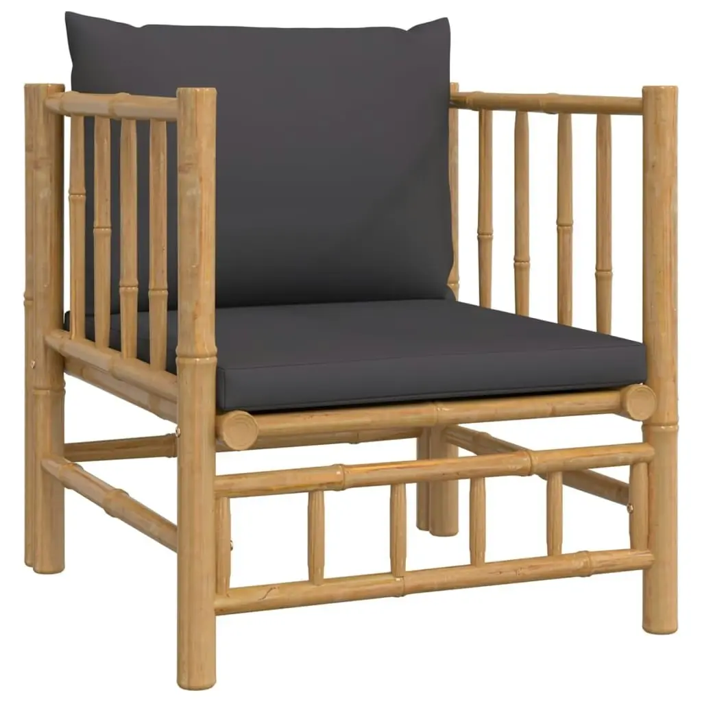 8 Piece Garden Lounge Set with Dark Grey Cushions  Bamboo 3155222