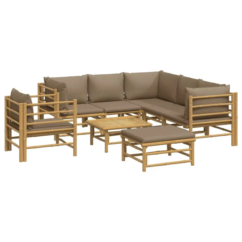 8 Piece Garden Lounge Set with Taupe Cushions  Bamboo 3155126