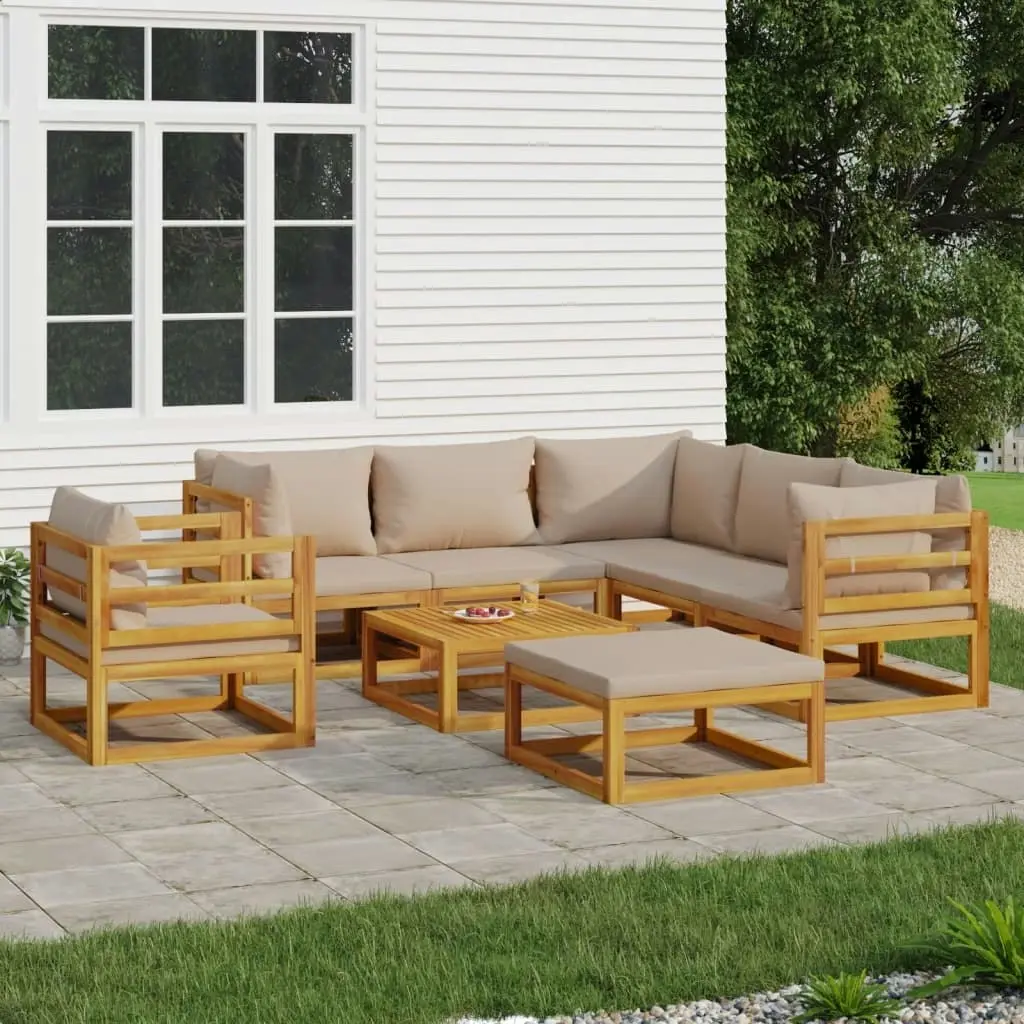 8 Piece Garden Lounge Set with Taupe Cushions Solid Wood 3155259