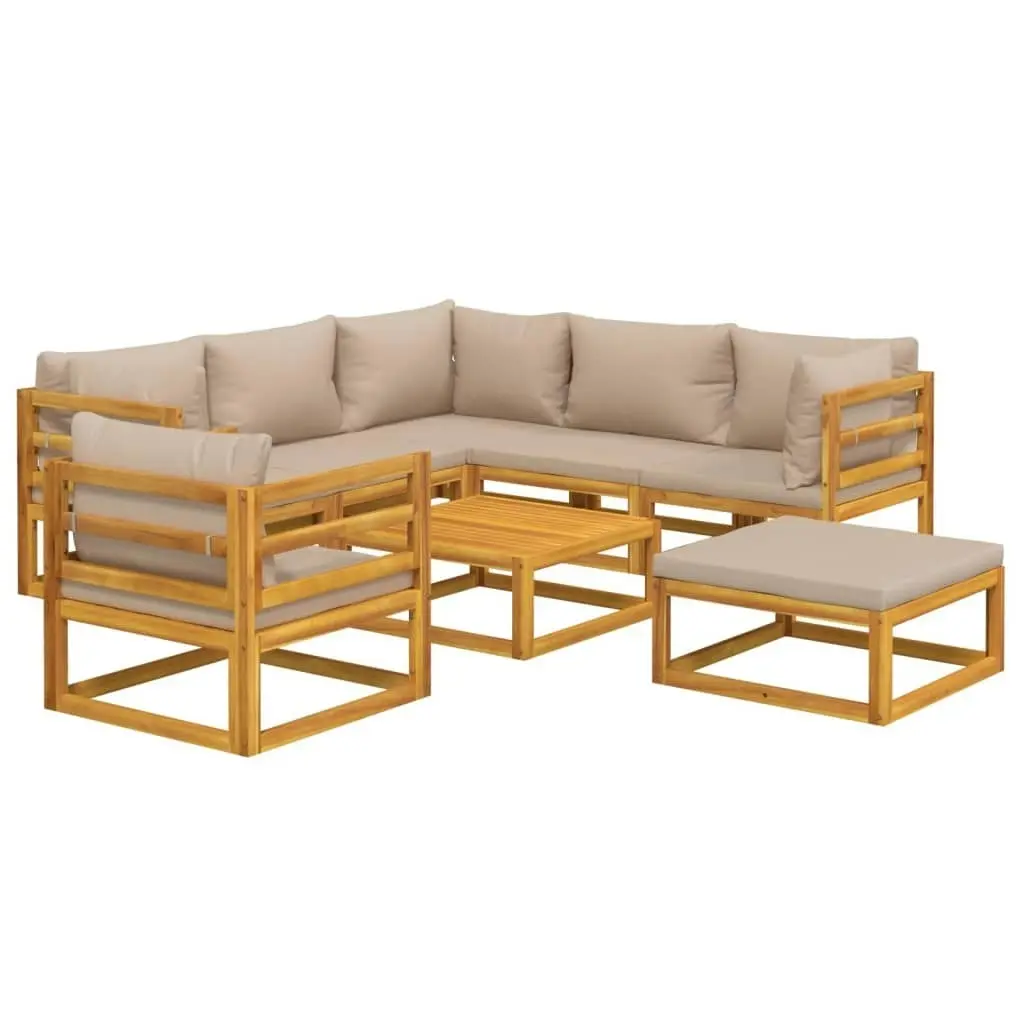 8 Piece Garden Lounge Set with Taupe Cushions Solid Wood 3155259