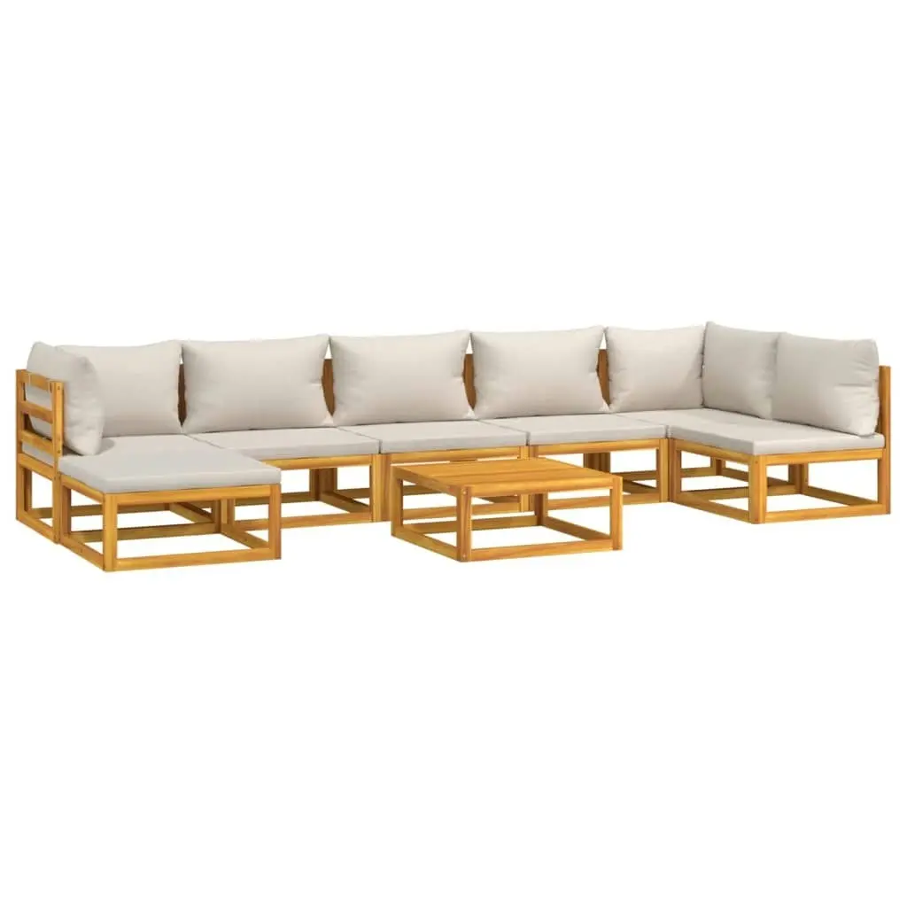 8 Piece Garden Lounge Set with Light Grey Cushions Solid Wood 3155306