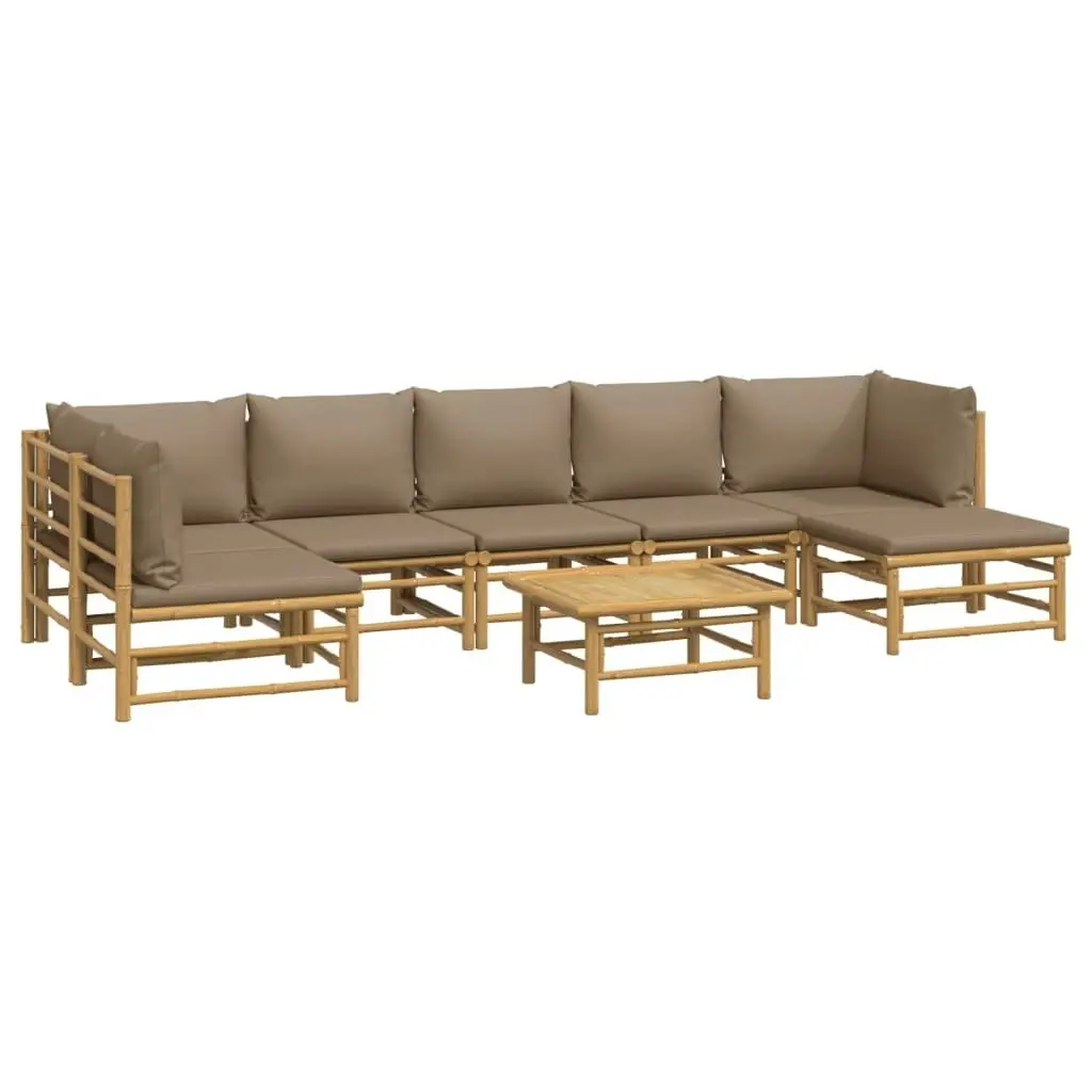 8 Piece Garden Lounge Set with Taupe Cushions  Bamboo 3155142