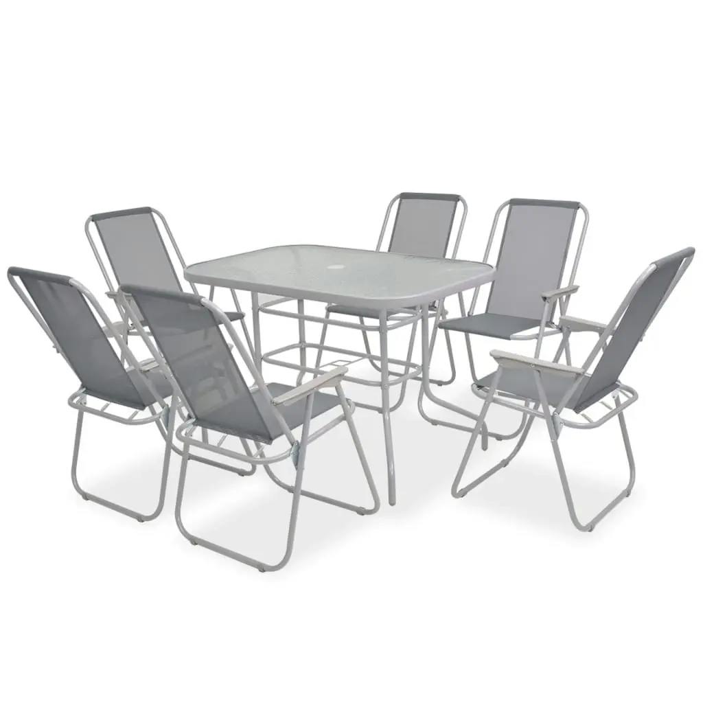 8 Piece Outdoor Dining Set Steel and Textilene Grey 43786