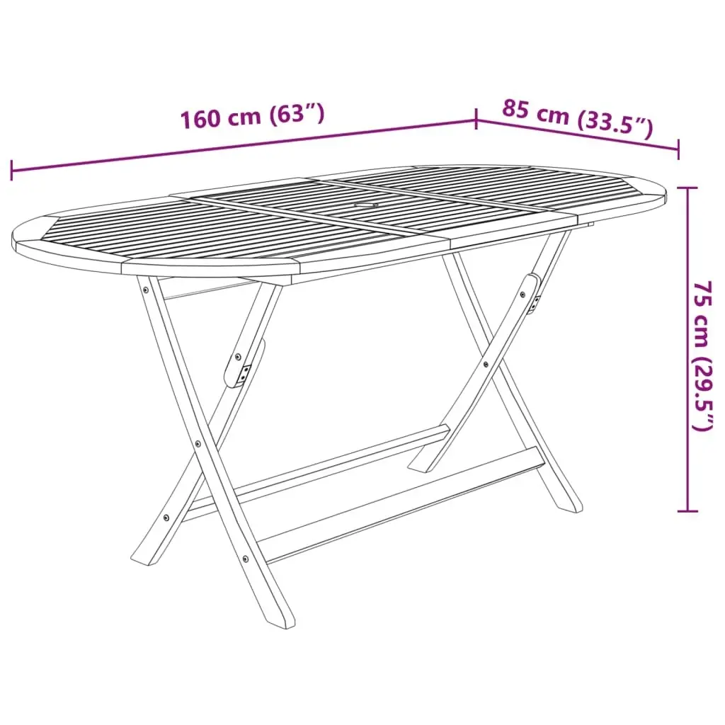 9 Piece Folding Outdoor Dining Set Solid Acacia Wood 43378