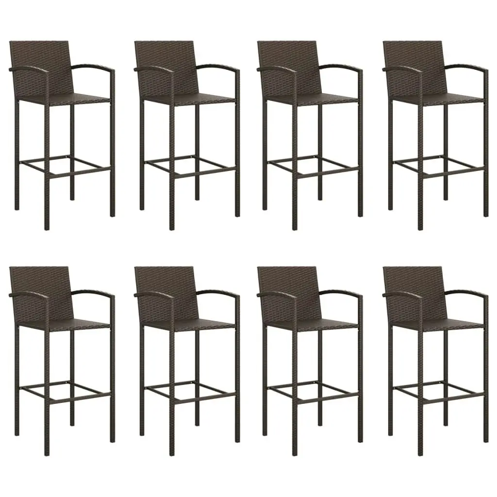 9 Piece Garden Bar Set Brown Poly Rattan 3187659