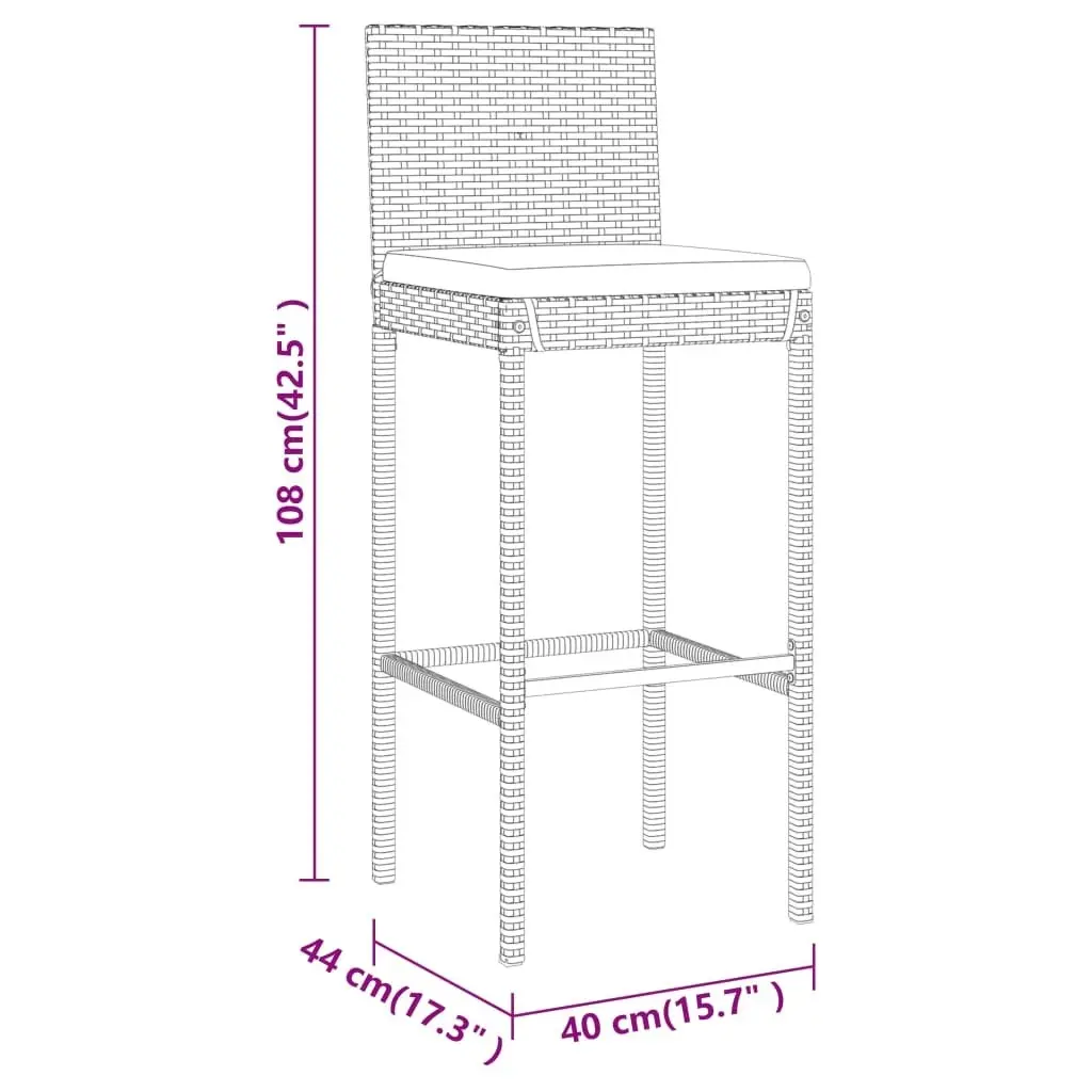 9 Piece Garden Bar Set with Cushions Grey Poly Rattan 3187630