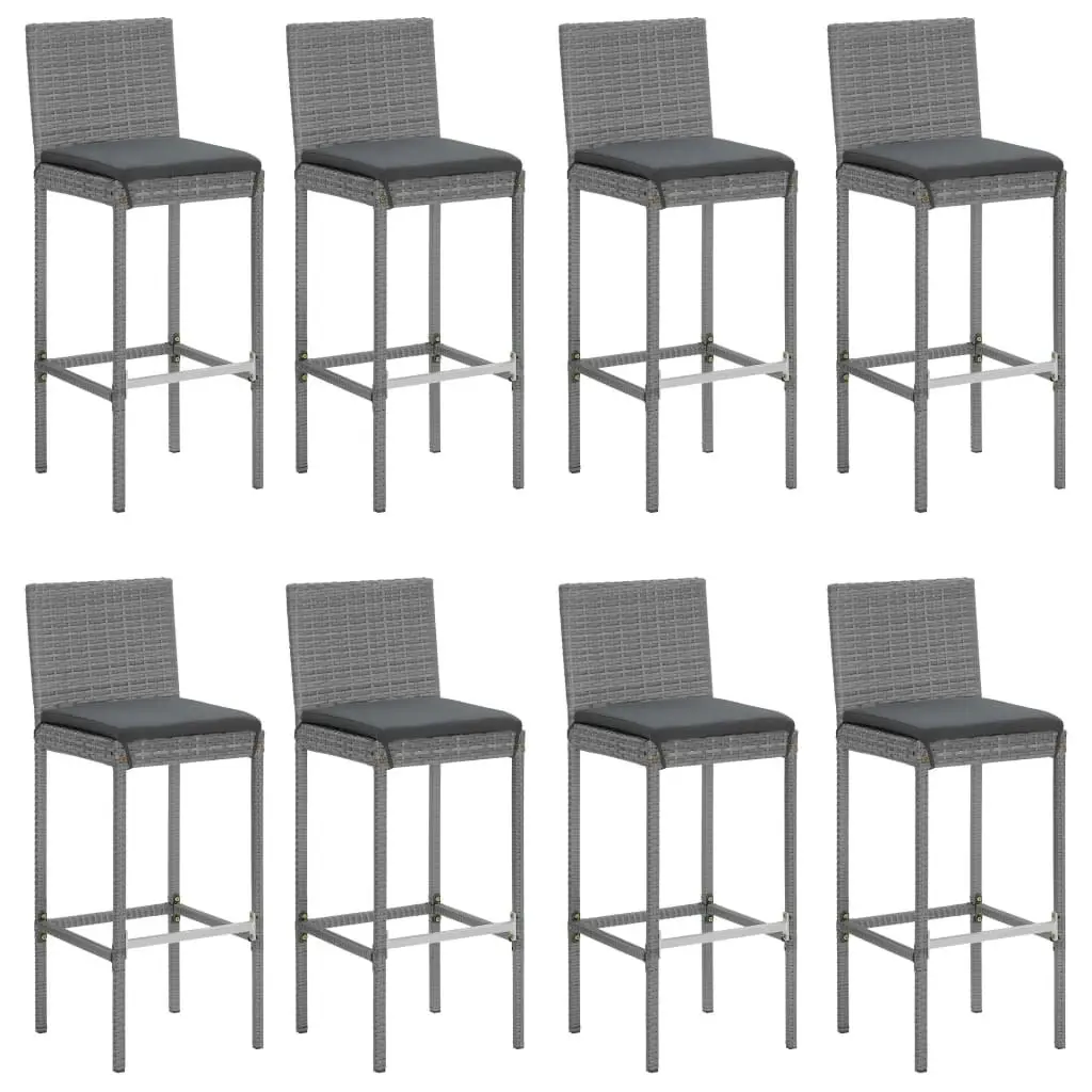 9 Piece Garden Bar Set with Cushions Grey Poly Rattan 3187630