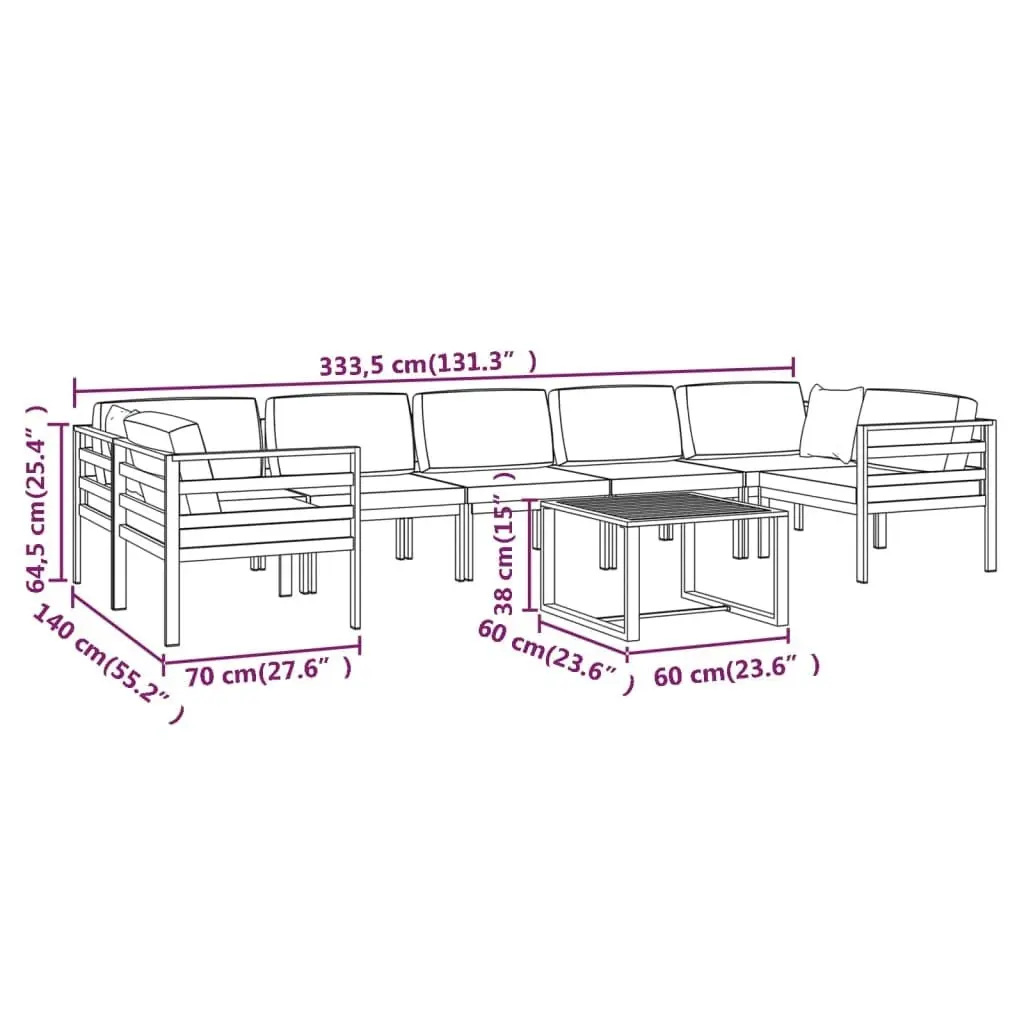 8 Piece Garden Lounge Set with Cushions Aluminium Anthracite 3107812