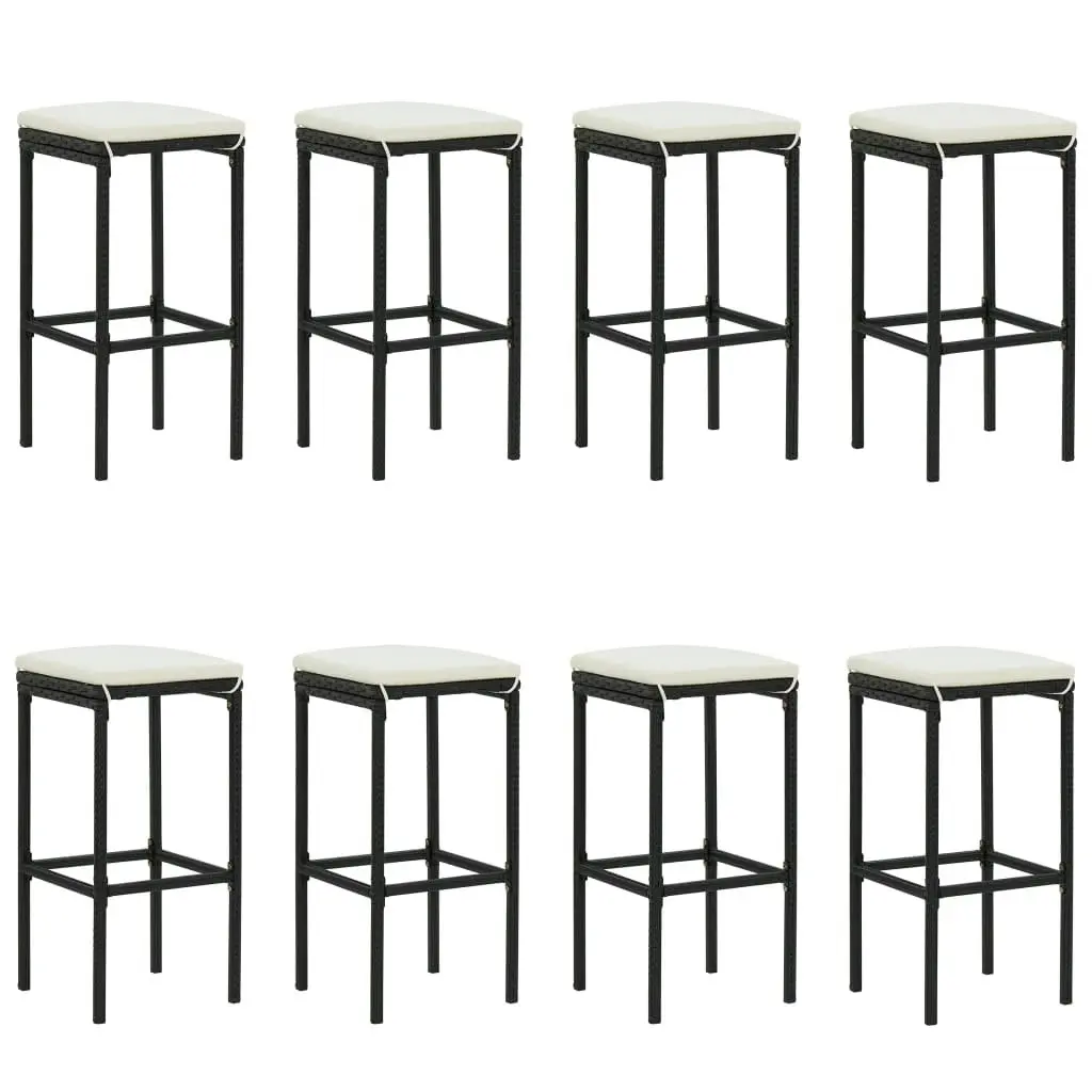 9 Piece Garden Bar Set with Cushions Black 3068014