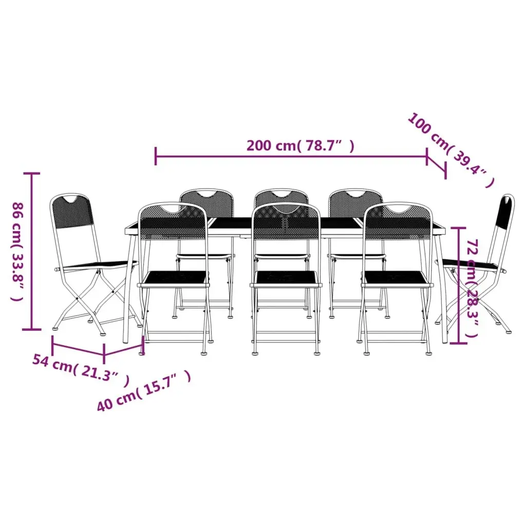 9 Piece Garden Dining Set Anthracite Metal Mesh 3211816