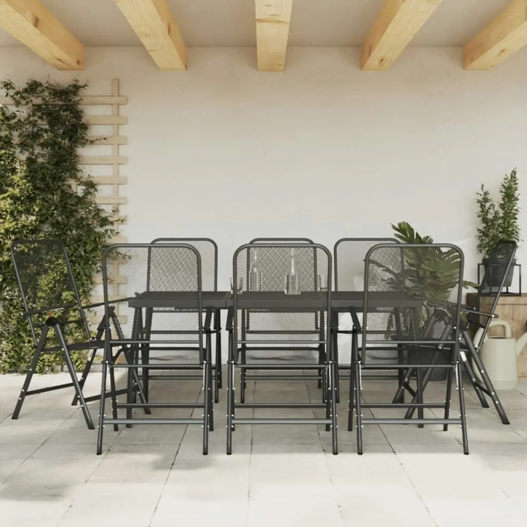 9 Piece Garden Dining Set Anthracite Metal Mesh 3211823