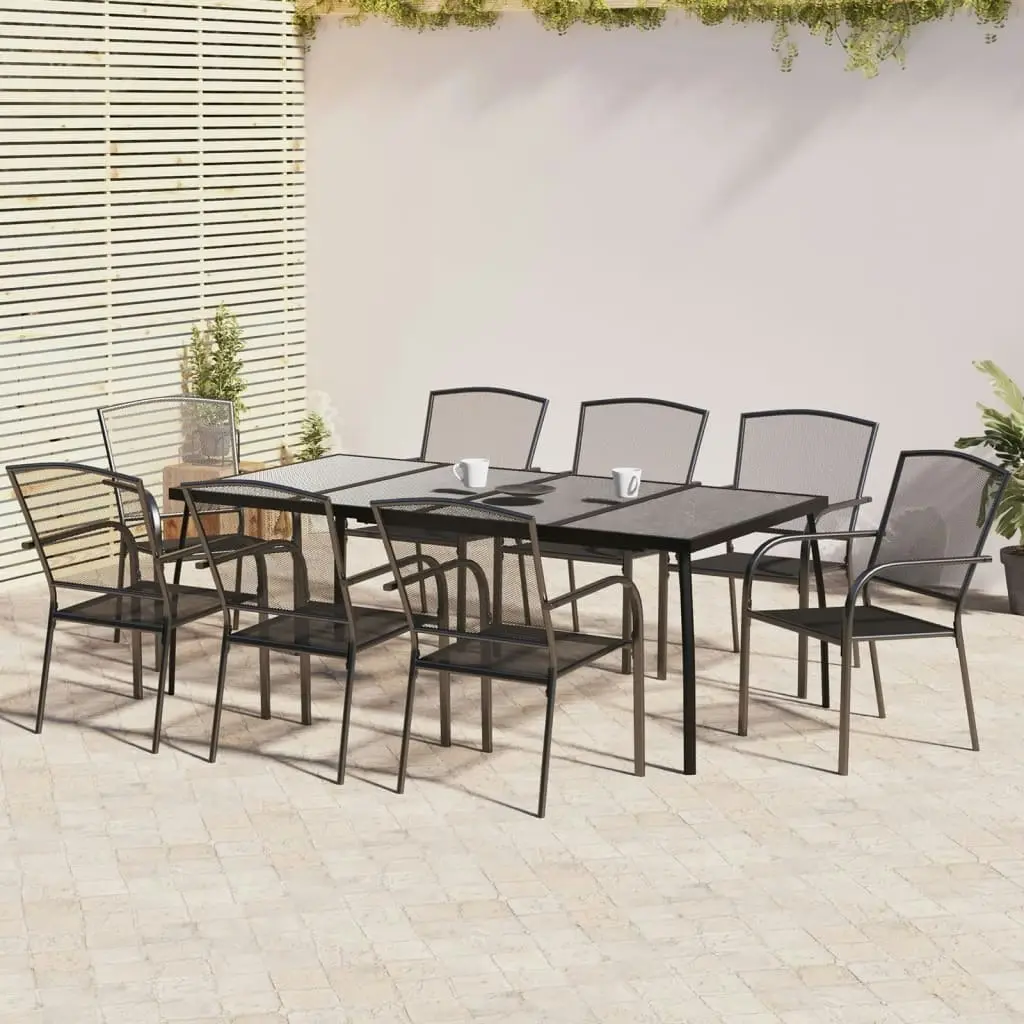 9 Piece Garden Dining Set Anthracite Steel 3187974