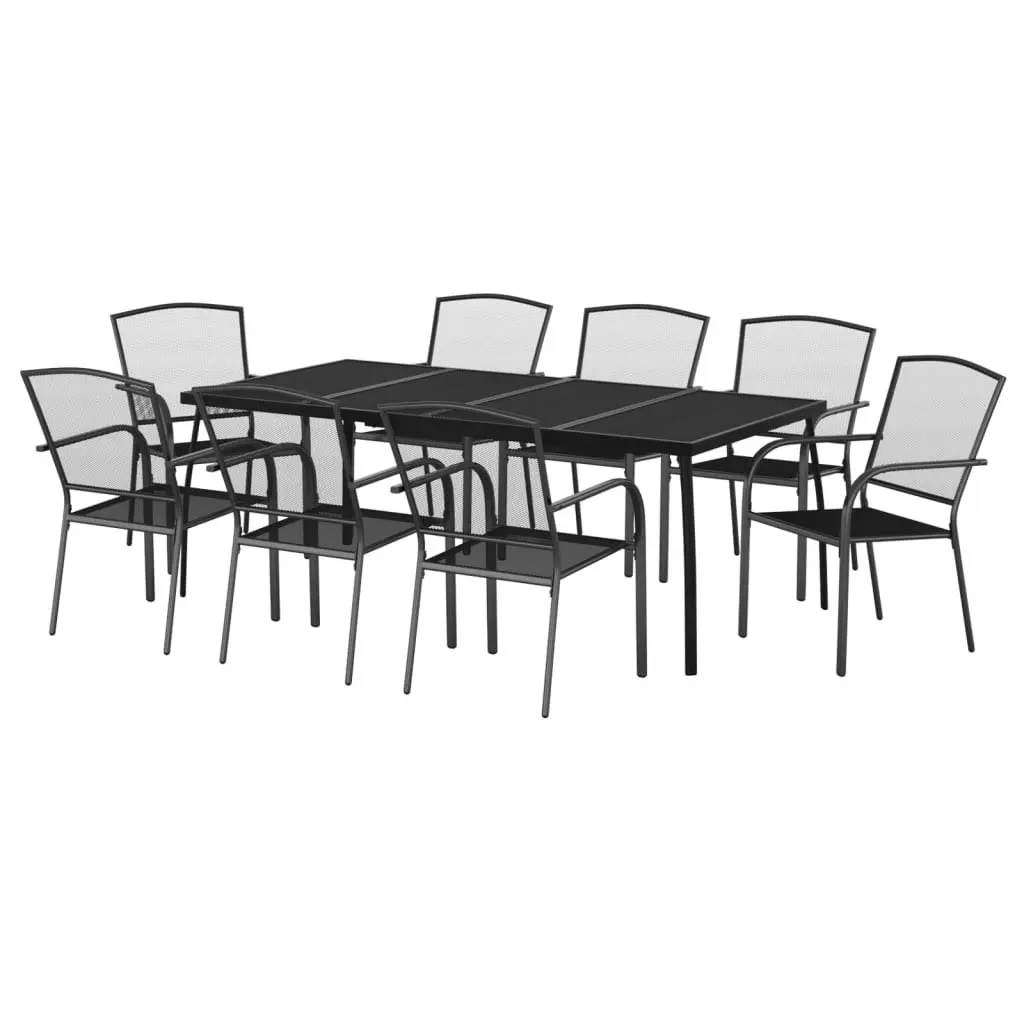 9 Piece Garden Dining Set Anthracite Steel 3187974