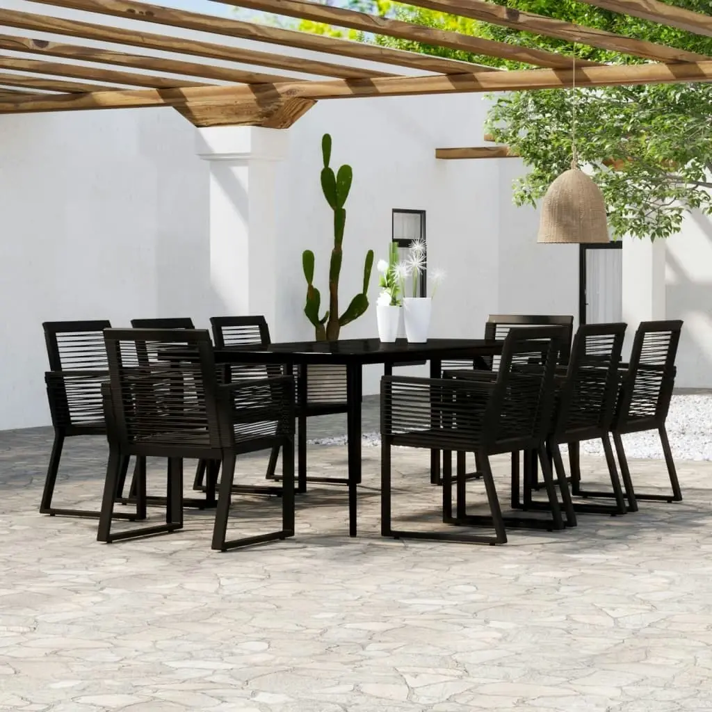 9 Piece Garden Dining Set Black 3099160