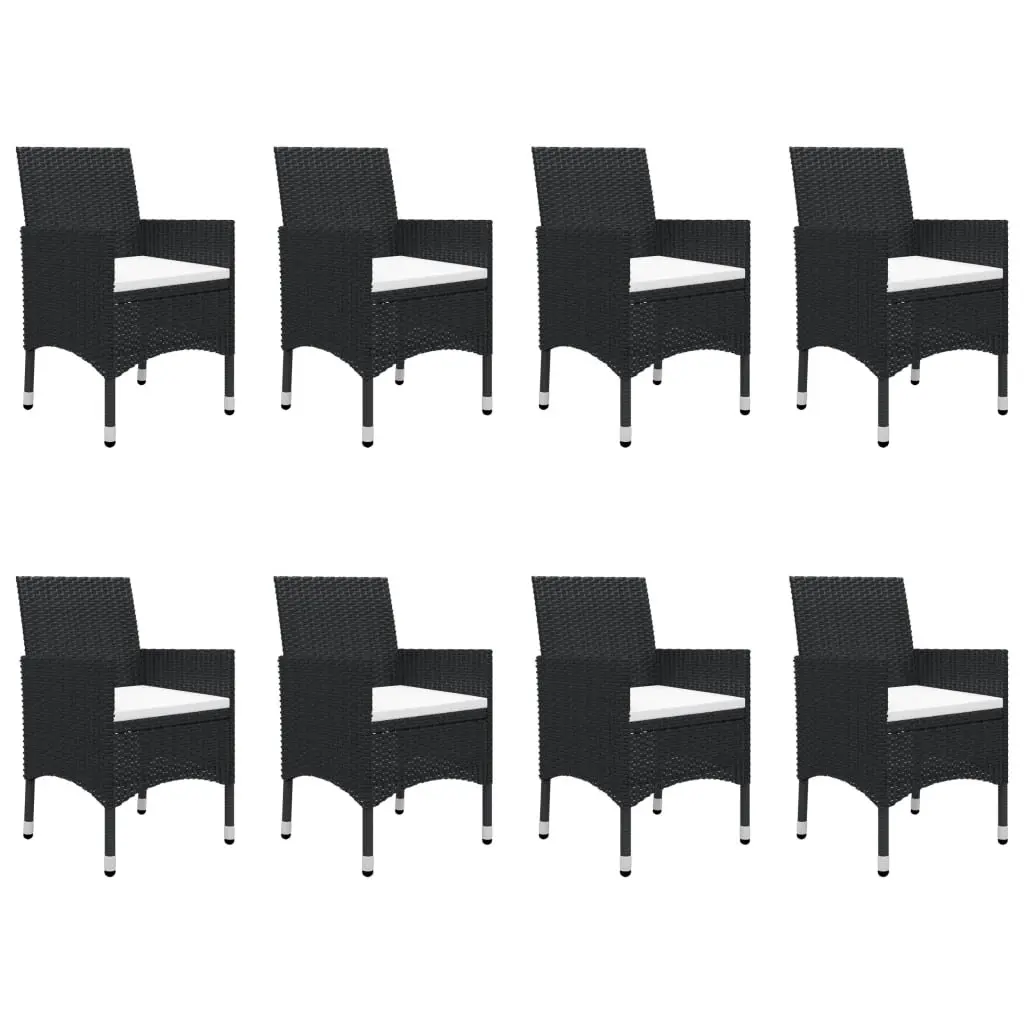 9 Piece Garden Dining Set Black 3067859