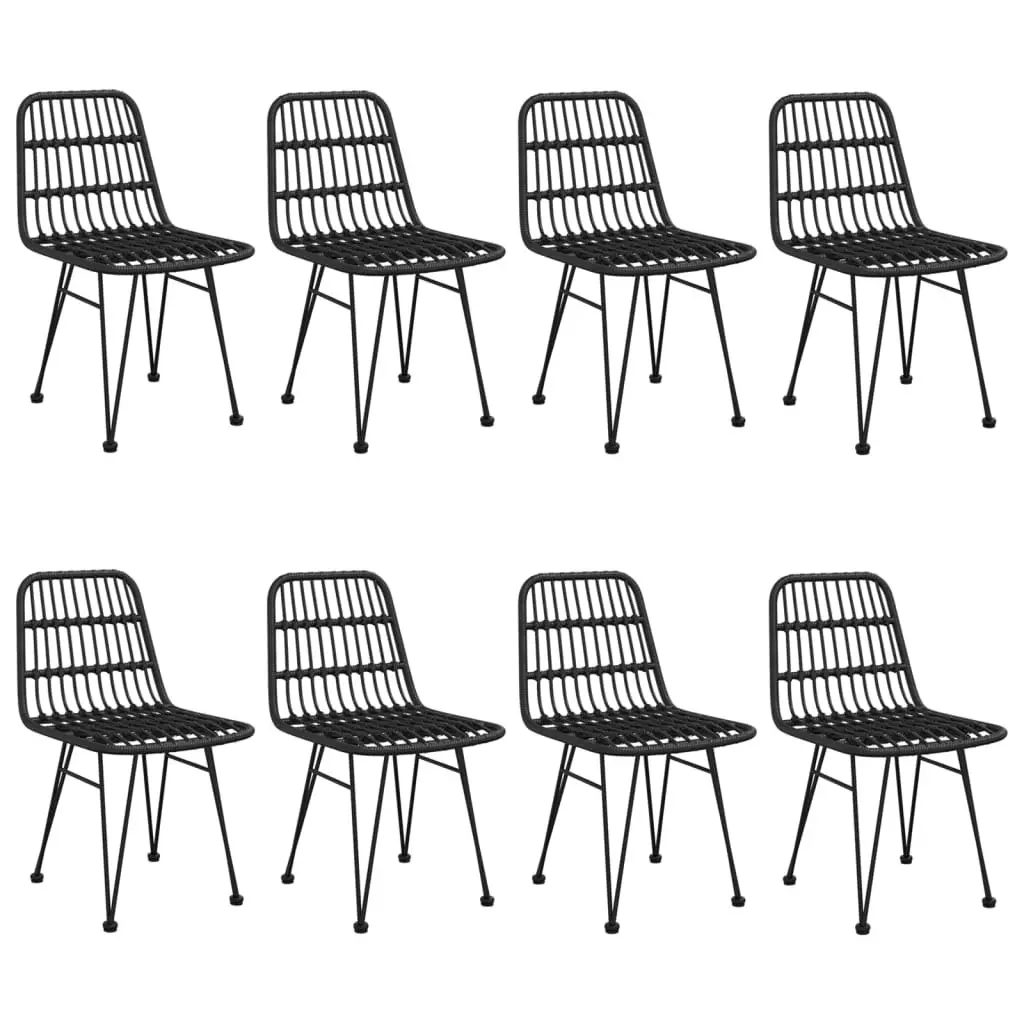 9 Piece Garden Dining Set Black Poly Rattan 3157900