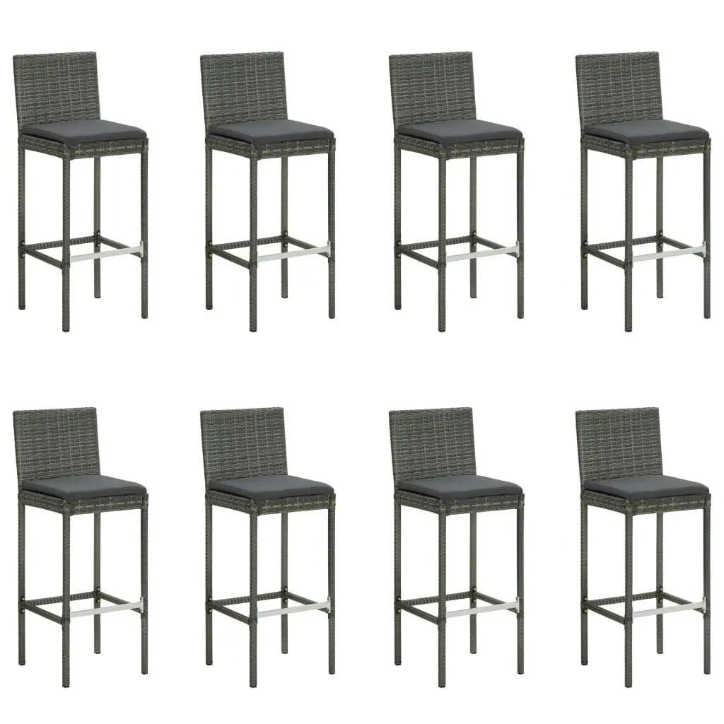 9 Piece Garden Bar Set with Cushions Grey 3068009