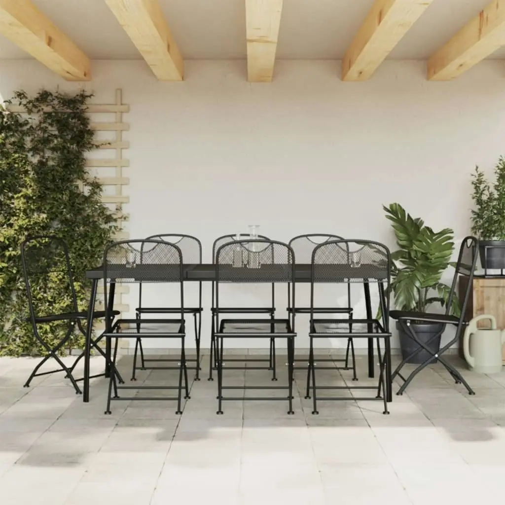 9 Piece Garden Dining Set Anthracite Metal Mesh 3211815