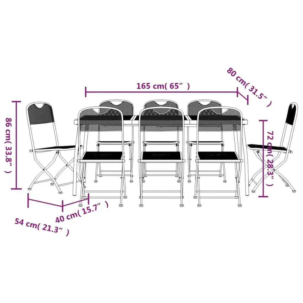 9 Piece Garden Dining Set Anthracite Metal Mesh 3211815