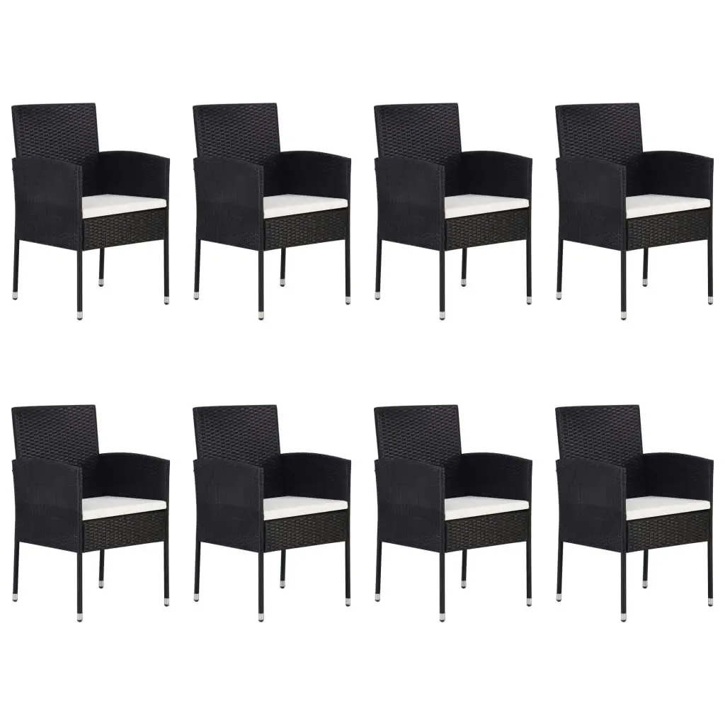 9 Piece Garden Dining Set Black 3067929