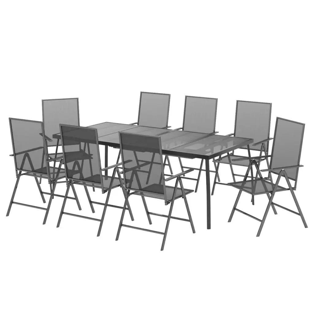 9 Piece Garden Dining Set Anthracite Steel 3187984