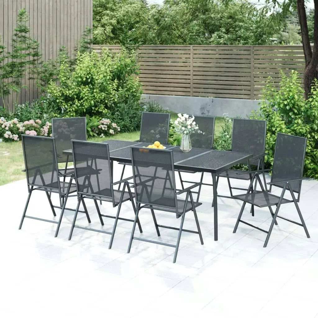 9 Piece Garden Dining Set Anthracite Steel 3187984