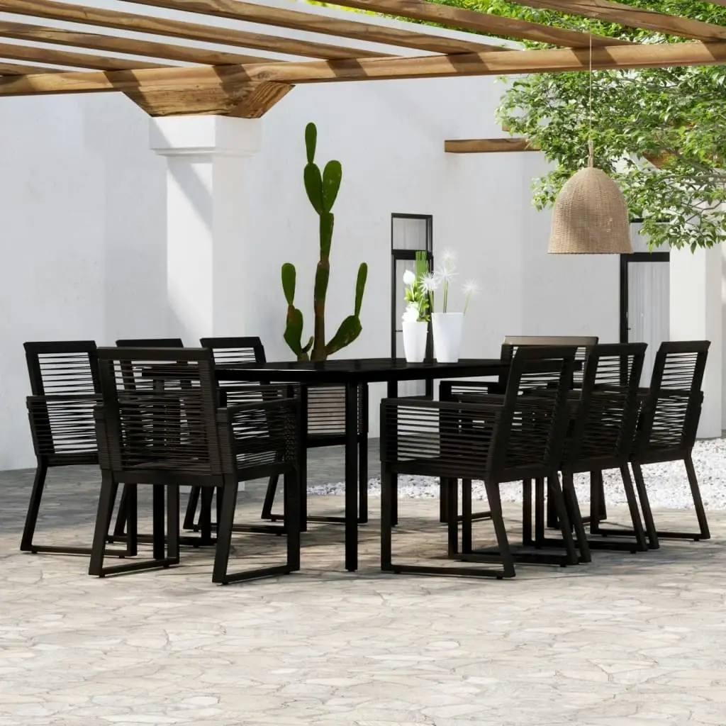 9 Piece Garden Dining Set Black 3099154