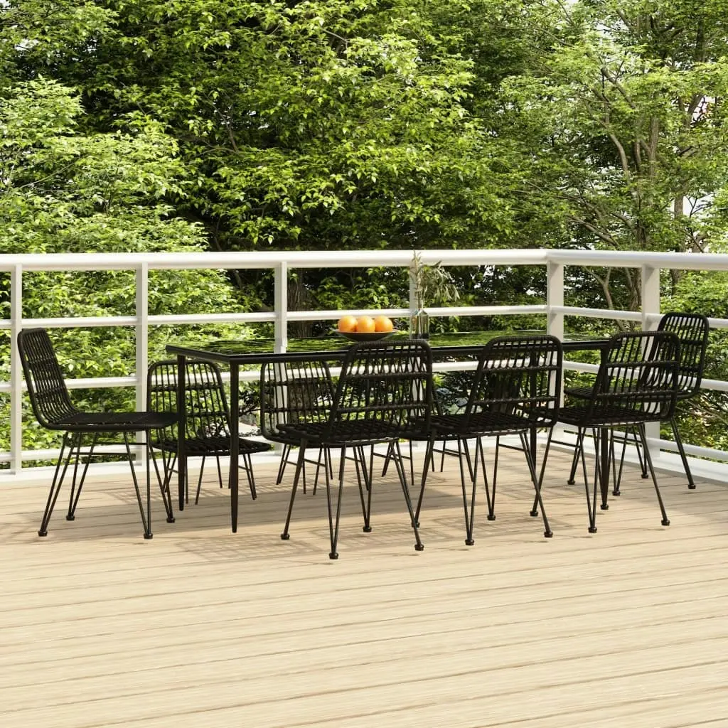 9 Piece Garden Dining Set Black Poly Rattan 3157886