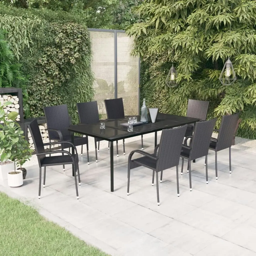 9 Piece Garden Dining Set Black 3099382