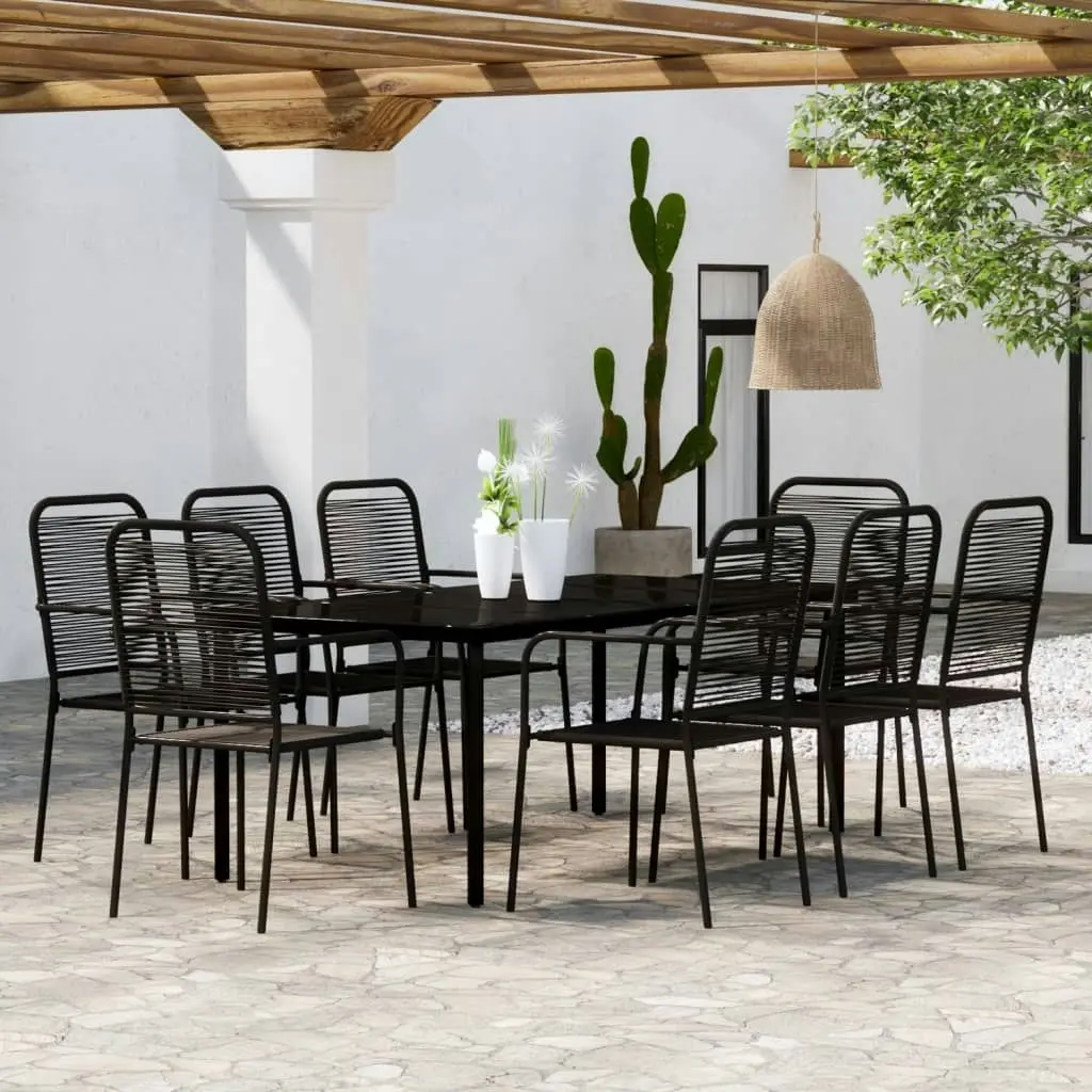 9 Piece Garden Dining Set Black 3099142