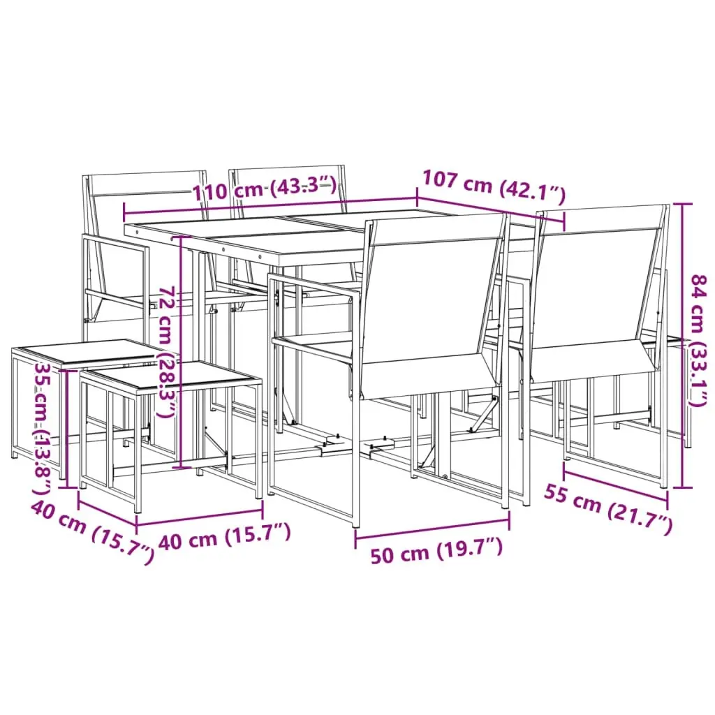 9 Piece Garden Dining Set Black Textilene 3295128