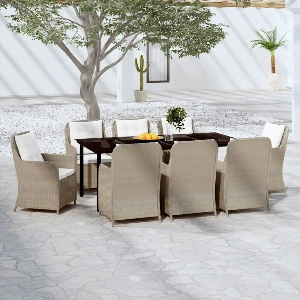 9 Piece Garden Dining Set Brown 3099558