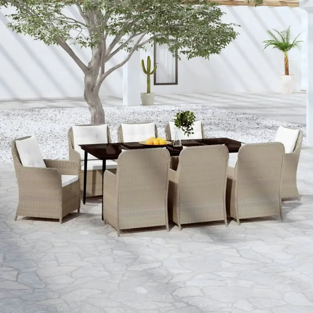 9 Piece Garden Dining Set Brown 3099570