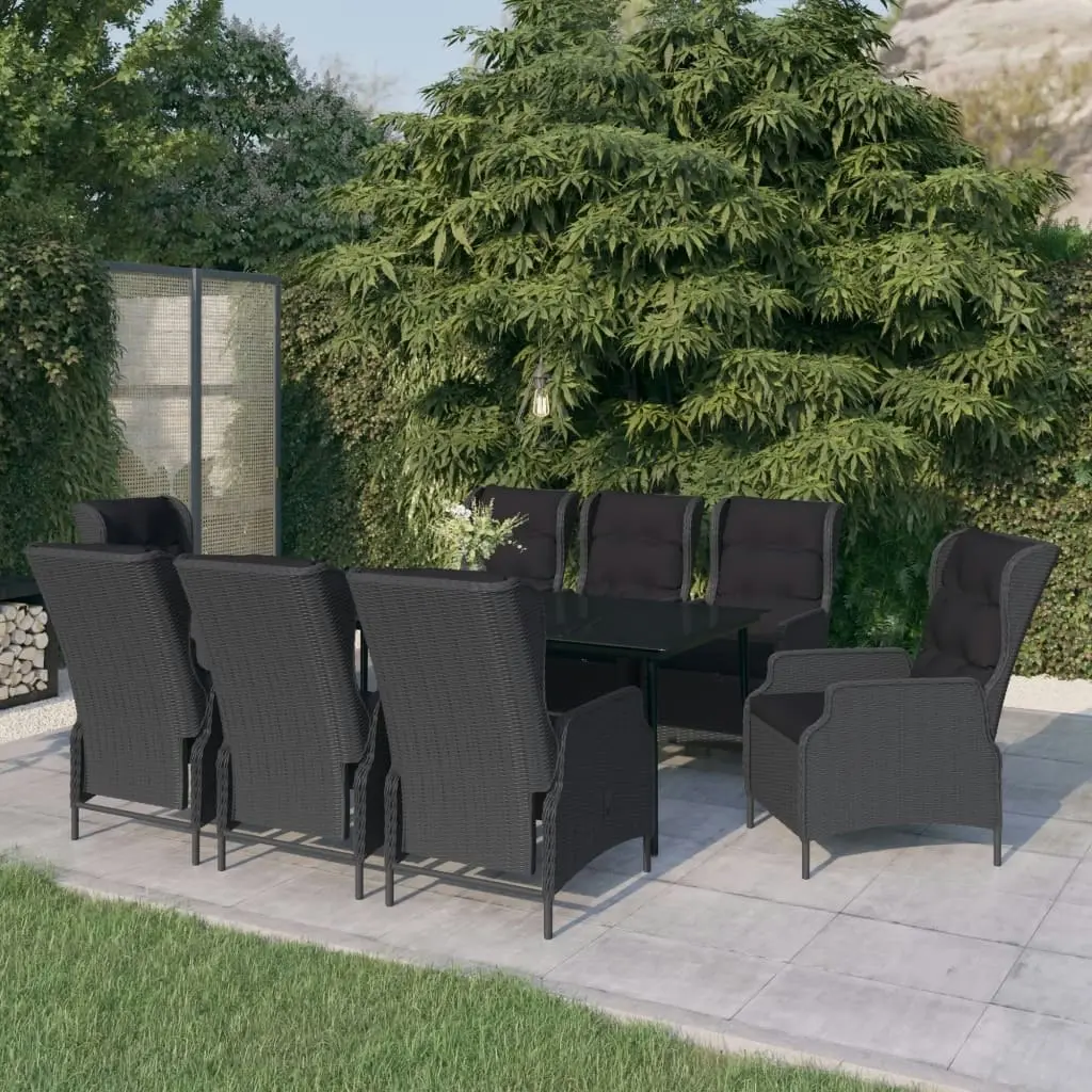 9 Piece Garden Dining Set Dark Grey 3099660