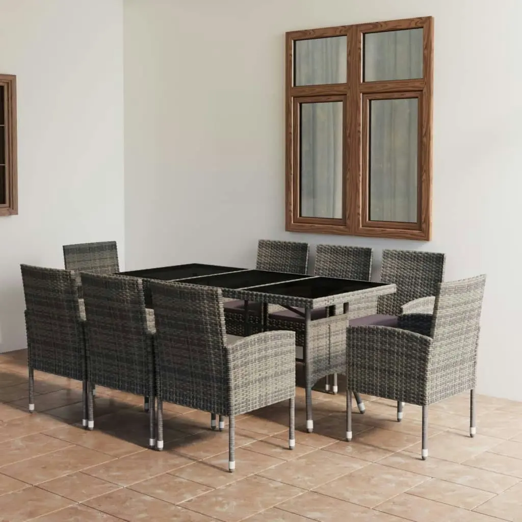 9 Piece Garden Dining Set Poly Rattan Anthracite & Grey 3059427